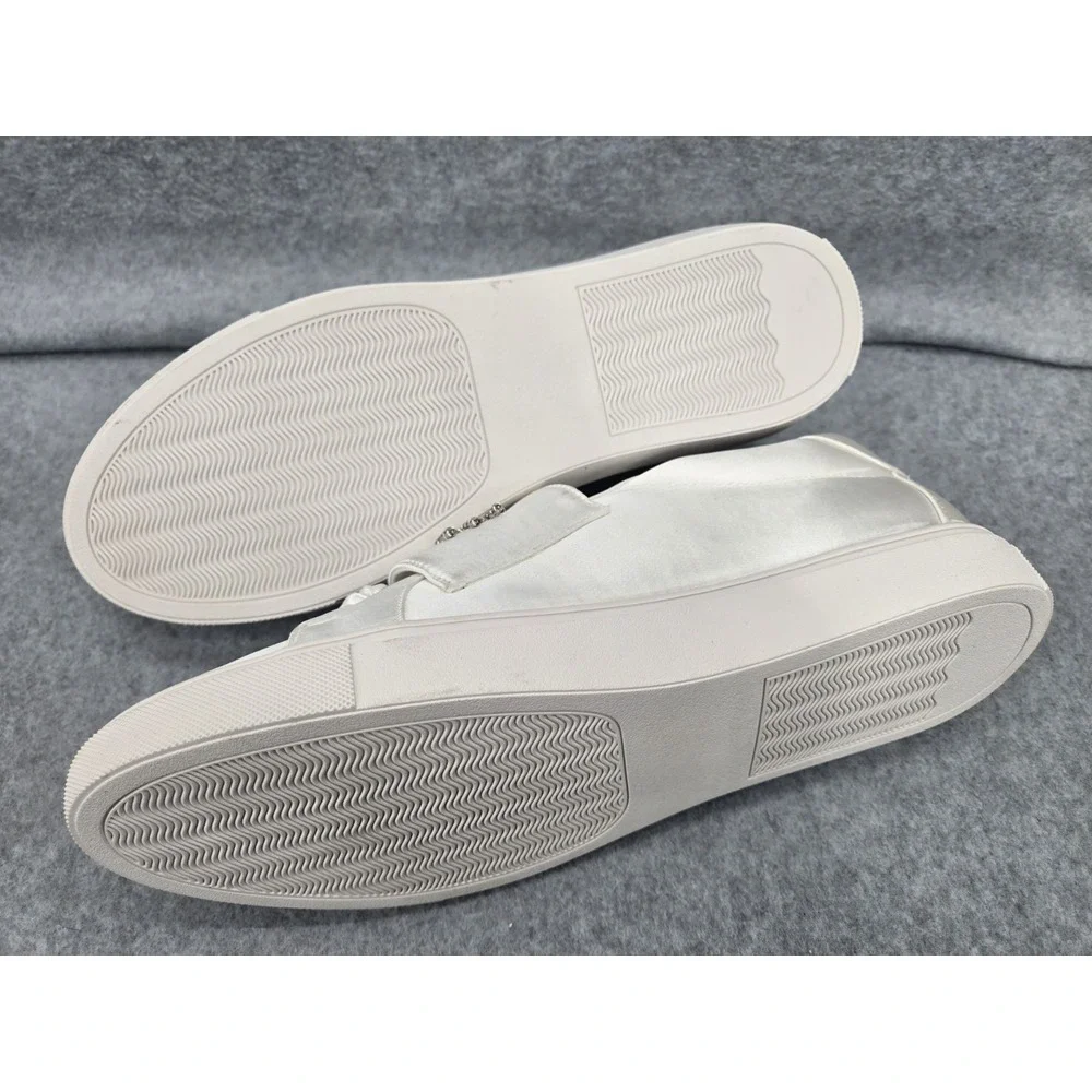 Betsey Johnson Sneaker Shoes Womens Size 9.5 Ivory Liana Satin‎ Jeweled Bridal
